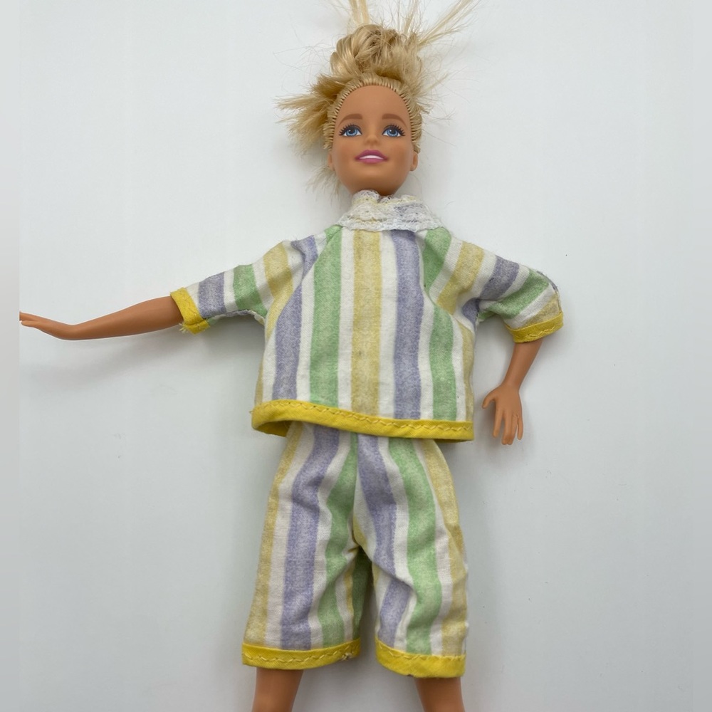 Vintage Handmade Barbie / Ken  Lace Neck top Top And Bermuda Shorts Velcro